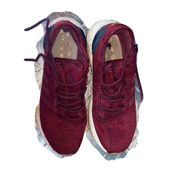 ADIDAS PURE BOOST BA8895‎ Shoes Men 9 Burgundy Red Athletic Sneakers Running - Picture 1 of 9